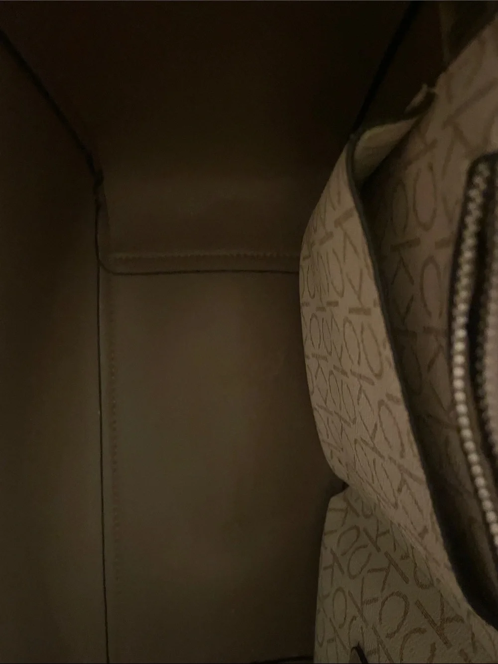 Calvin Klein Taupe Pebble Leather Laptop Tote